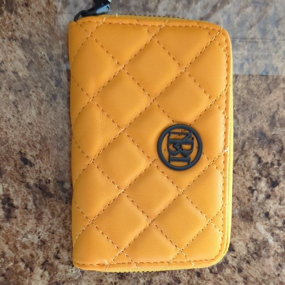 Badgley Mischka Mustard Quilted Key & Card Holder